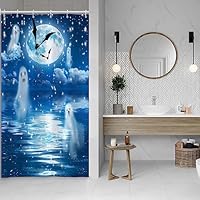 Rideau De Douche Halloween, Rideau De Bain Effrayant, Décoration De Salle De Bain Fantôme D'halloween Avec Crochets 180x210cm