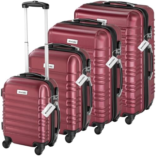 TecTake® Set of 4 ABS Rigid Suitcases with Scale and Luggage Tags...