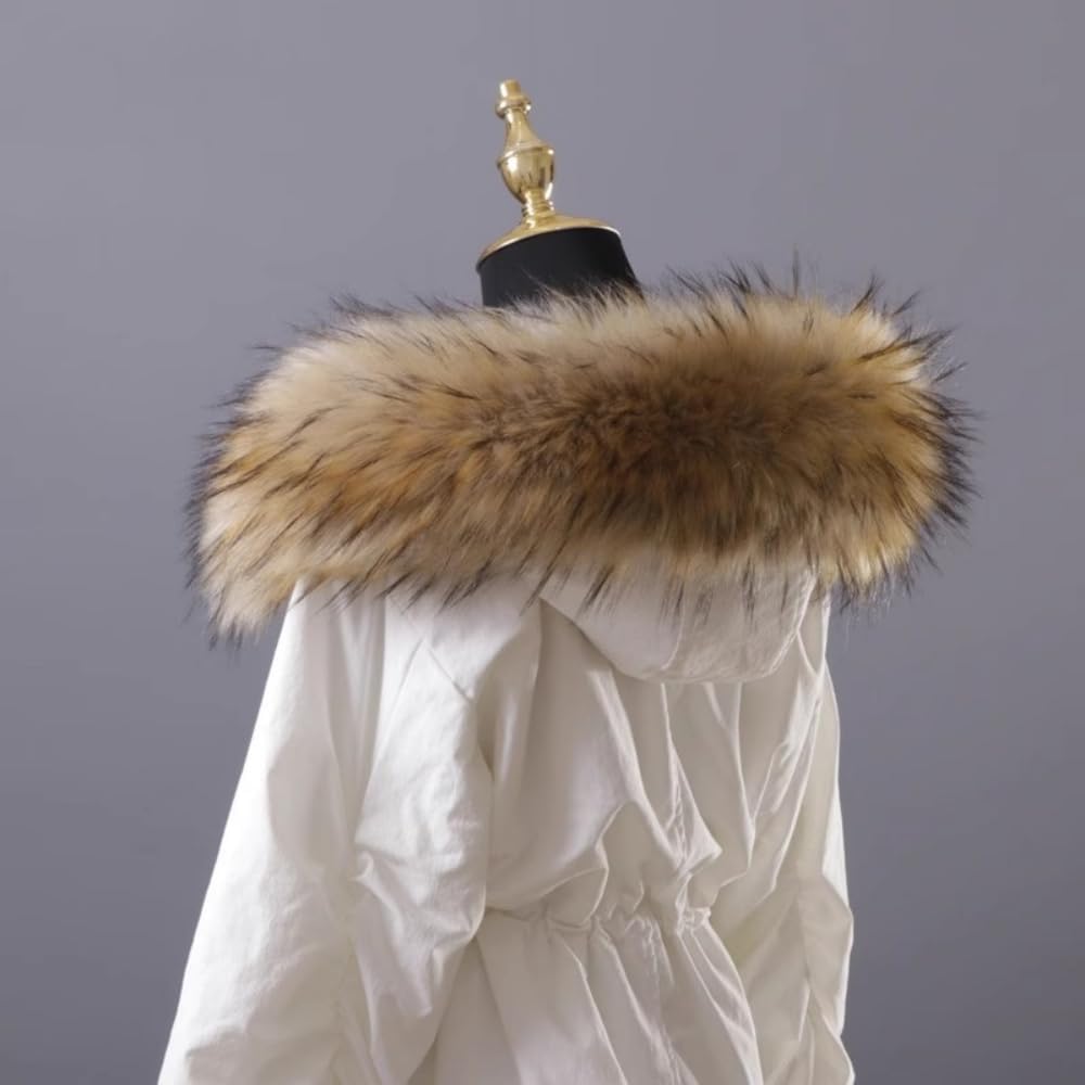 Faux Fur Collar Scarf Hood Collar Shawl Stole Neck Warmer for Winter Coat - Image 3