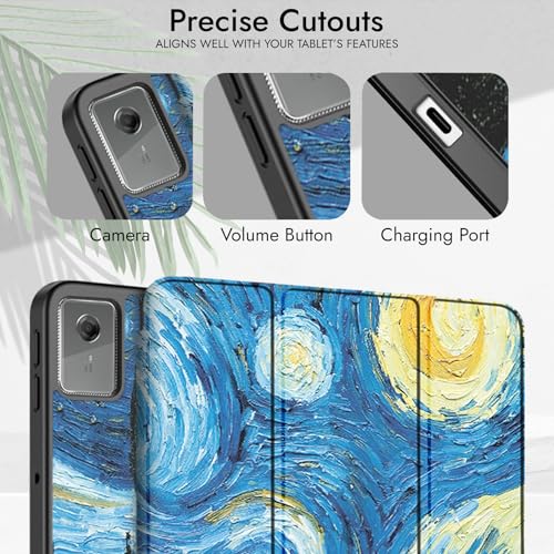 Image of Robustrion Cover for Lenovo Idea Tab Plus 12.1 inch Cover Case with [Pencil Holder], Trifold Cover Case for Lenovo Idea Tab Plus Tablet Cover [Auto Sleep Wake Support] - Night