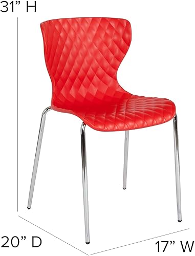 Miniatura 26 de Flash Furniture Lowell Silla apilable de plástico negro con diseño contemporáneo Negro -,Verde (Citrus Green),Gris,Naranja,Púrpura,Blanco,Rojo