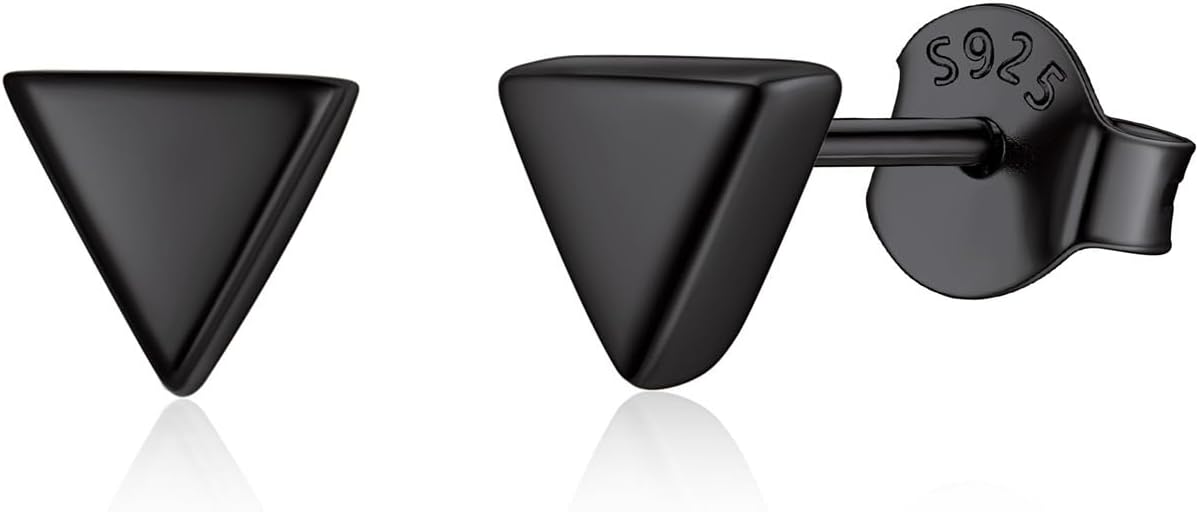 ChicSilver 925 Sterling Silver Earrings Dainty Bar/Circle/Triangle/Star/Ball Stud Earrings for Women with Gift Box, Hypoallergenic Earrings for Sensitive Ears