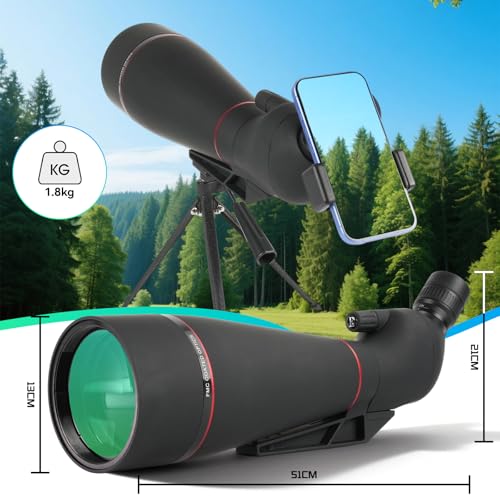 BOSTRON Professionelles 25-75x100 Spektiv für Sportschützen, Wasserdicht mit FMC HD-Optik - Inkl. Stativ & Smartphone Adapter für Zielübung, Vogel- und Wildtierbeobachtung