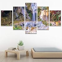 SIGNWIN 5 Panel Canvas Wall Art Modern Art Dramatic Farmhouse/Country Mountain Multicolor Nature Photography for Home Decorations Ready to Hang - 60