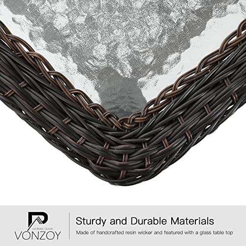 Vonzoy 3 Pieces Patio Furniture Set, Outdoor Swivel Glider Rocker, Wicker Patio Bistro Set With Rocking Chair, Thickened Cushions And Table For Porch (Khaki) #TOP5