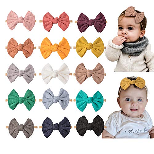 Baby Elastic Hair Headbands Knitted Striped Bow Hair Accessories for Toddler Girls Kids