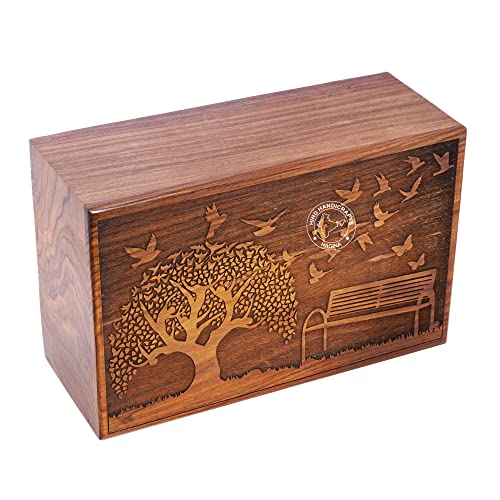 HIND HANDICRAFTS Urnas de cremación de madera hechas a mano del árbol de la vida para cenizas humanas, grandes, caja de urnas funerarias, urnas de entierro para columnario (250 libras, palisandro) Cover