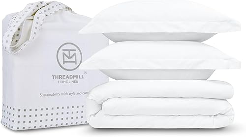 Miniatura 15 de Threadmill - Juego de funda de edredón de tamaño individual y color beige, funda de edredón transpirable, juego de 2 piezas de funda de edredón