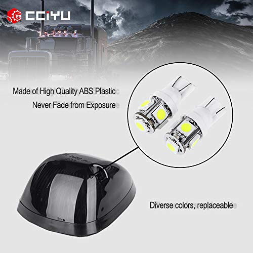 Cciyu Replacement Fit For 94-98 For Dodge For Ram 2500 3500 Black Smoked Cab Roof Top Marker Running Lamps W/White 5050 Smd Led Light Bulbs(5 Pcs) #TOP1