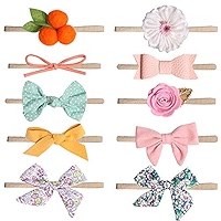 Lot De 2 Bandeaux élastiques Pour Bébé Fille - Nœuds Mignons, Style Rétro - 3 Mois à 6 Ans