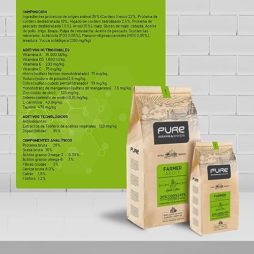 Avantis Pure Farmer Adult Futter für Erwachsene Hunde mittlerer und großer Rassen, 2 kg, 100% vollständiges und ausgewogenes Futter – sehr verdaulich mit Lamm