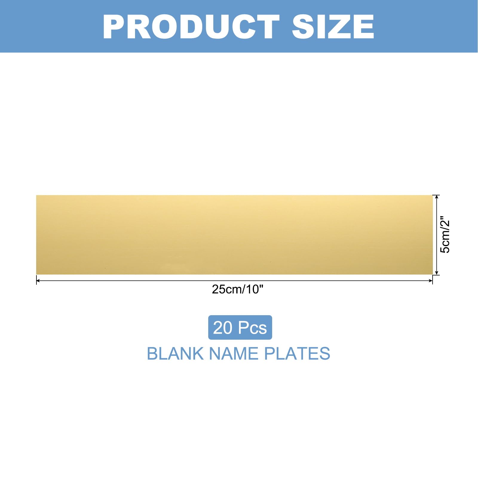 PATIKIL Placas de Nombre en Blanco de 10"x2", 20Pcs Placas de Nombre Personalizadas Grabadas en Forma de Rectángulo para Placas de Nombre Personalizadas en Puerta de Oficina, Dorado, Negro