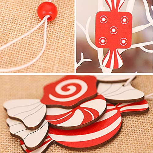 Walbest Christmas Ornament 3Pcs Wooden Candy Shape Xmas Tree Hanging Ornaments Home Party Decoration(Rectangle) #TOP5