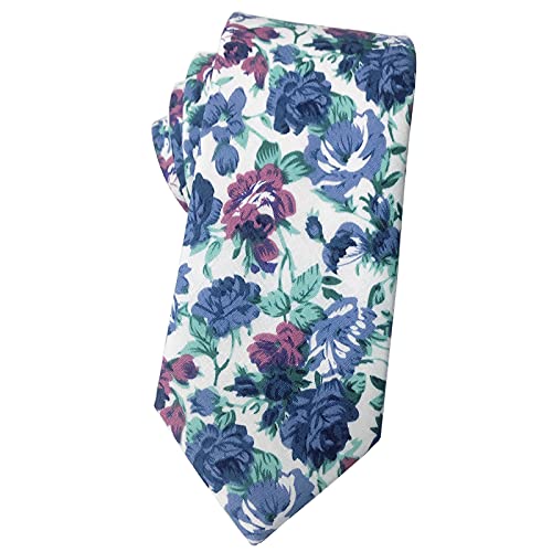 Image of Mantieqingway Men's Cotton Floral Neck Tie 2.56'' Printed Skinny Tie