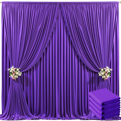 4 Panels Purple Backdrop Curtain for Parties Wedding Wrinkle Free Purple Photo Curtains Backdrop Drapes Fabric Decoration for Birthday Party Photography 20ft(W) x 10ft(H)