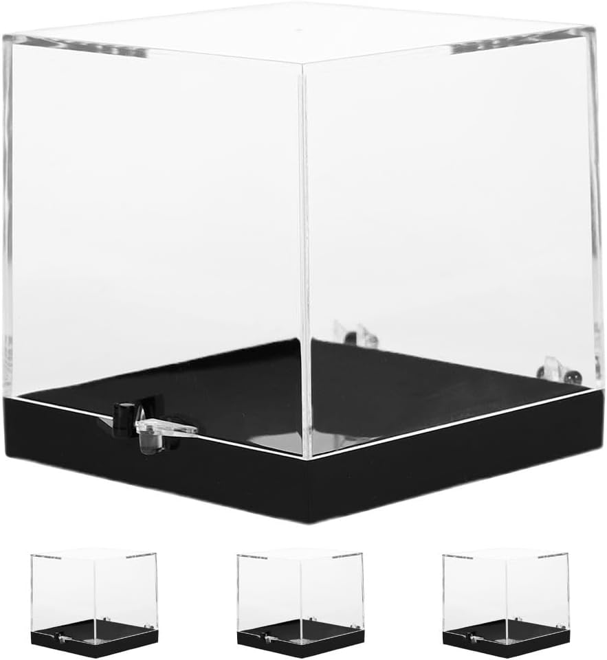 Ipetboom 4pcs Rock Collection Display Boxes - 2.67in Clear Miniature Storage Case Container for Mineral Specimens Gemstone Jewelry and Coins Sample with Unique Labeling System for Easy Organization