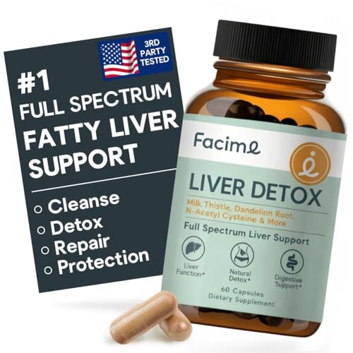 Full Spectrum Liver Cleanse Detox & Repair & Long-term Protection – clinically dosed 250mg Milk Thistle, NAC, ALA, Dandelion, Liver Support Supplement for Liver Health, Made in USA, 60 Capsules