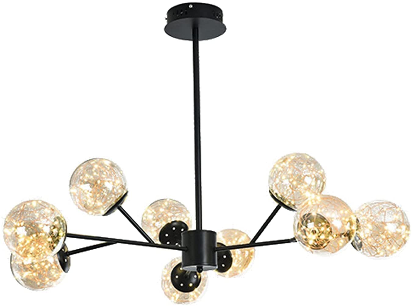 Nowoczesna lampa wisząca LED z możliwością ściemniania, czarna lampa sufitowa do jadalni, salonu, sypialni, przedpokoju, restauracji - ciepłe światło 9t