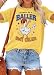 Women Baseball Mom Graphic T-Shirt Vintage Print Short Sleeve Tee Game Day Softball Fan Tops Soft Yellow