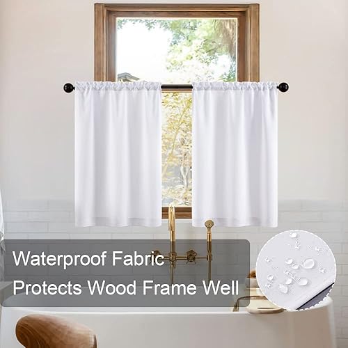 Miniatura 5 de XTMYI Cortinas de café de 30 pulgadas de largo, cortas, 80% opacas, cortinas de baño blancas para ventanas pequeñas, persianas de cocina