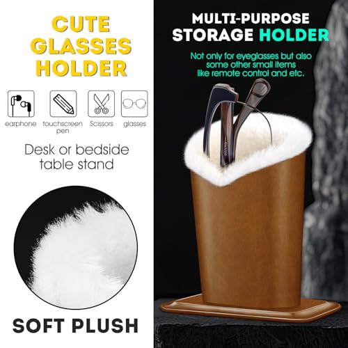 Image of Pack of 2 Plush Lined Eyeglasses Holder Stand Protective Glasses Case For Desks Or Nightstands