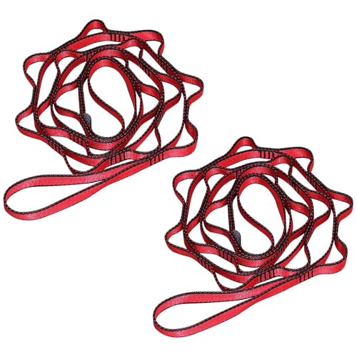 KIKIGOAL 2pcs Daisy Chains Nylon Starke Kletterriemen Verstellbare Klettergurte Climbing Seil Starke Daisy Chain Für Outdoor Sport Camping (Rot, 180cm)