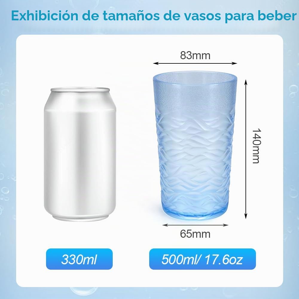 Vasos de plástico, 6 paquetes de 500 ml, vasos acrílicos reutilizables, vasos de cóctel portátiles apilables, vidrio multicolor para fiestas en casa, uso diario, fiestas, picnics (500 ml)