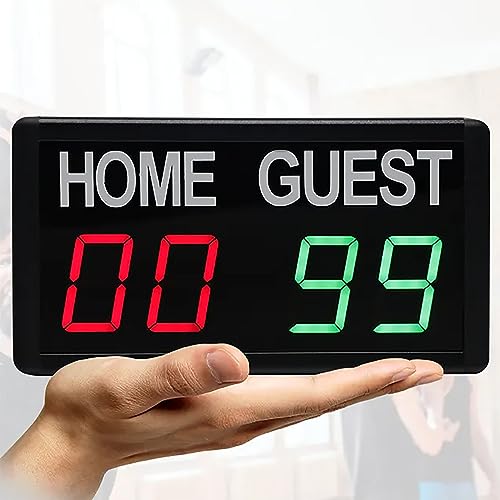 Marcador electrónico de mesa, marcador digital de 4 dígitos con control remoto, 5 niveles de ajuste de brillo, registra puntuaciones de 0 a 99, apto para shuffleboard, billar, voleibol y baloncesto miniatura 3