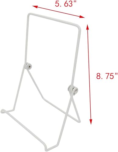 Miniatura 5 de FixtureDisplays® Caballete de alambre blanco blanco para mesa con borde de 1.2 pulgadas, base ancha, 5-5/8 x 8-3/4, diseño plegable, para libros,