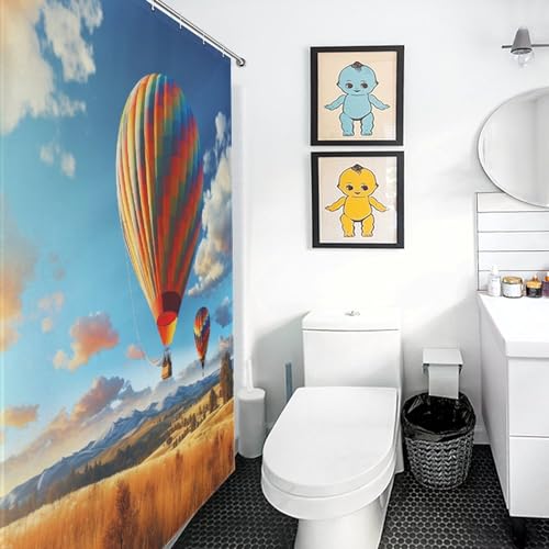 Rideau de douche montgolfière imperméable en polyester lavable 140x183cm