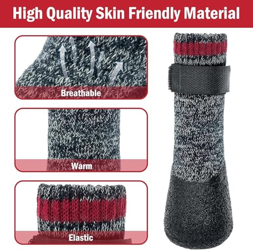 Image of Mihachi Dog Socks Rubber Sole Paw Protectors with Straps Traction Control Anti-Slip Waterproof Boots Winter Paw Protectors