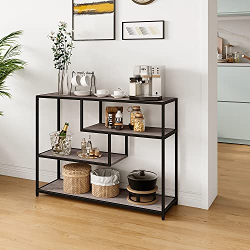 LINSY-HOME-Console-Table-4-Tier-Sofa-Tables-for-Entryway-Narrow-Tables-with-Open-Storage-Shelves-393-Console-Tables-for-Entryway-Hallway-Sofa-Couch-Living-Room-Bar-Kitchen-Beige