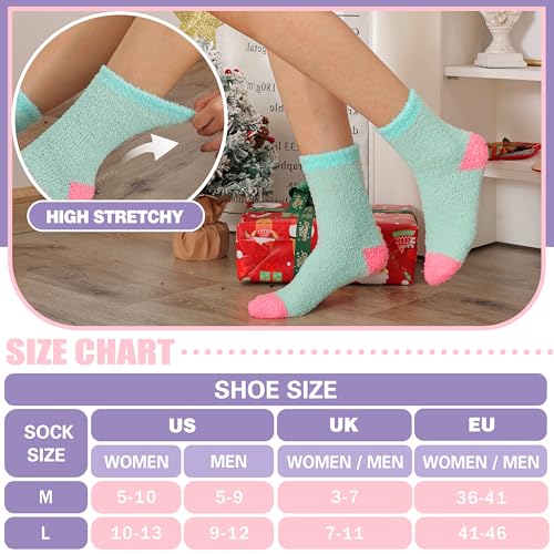 Image of Fuzzy Slipper Socks Thick Fluffy Warm Winter Cozy Plush Soft Sleep Home Socks for Women Men