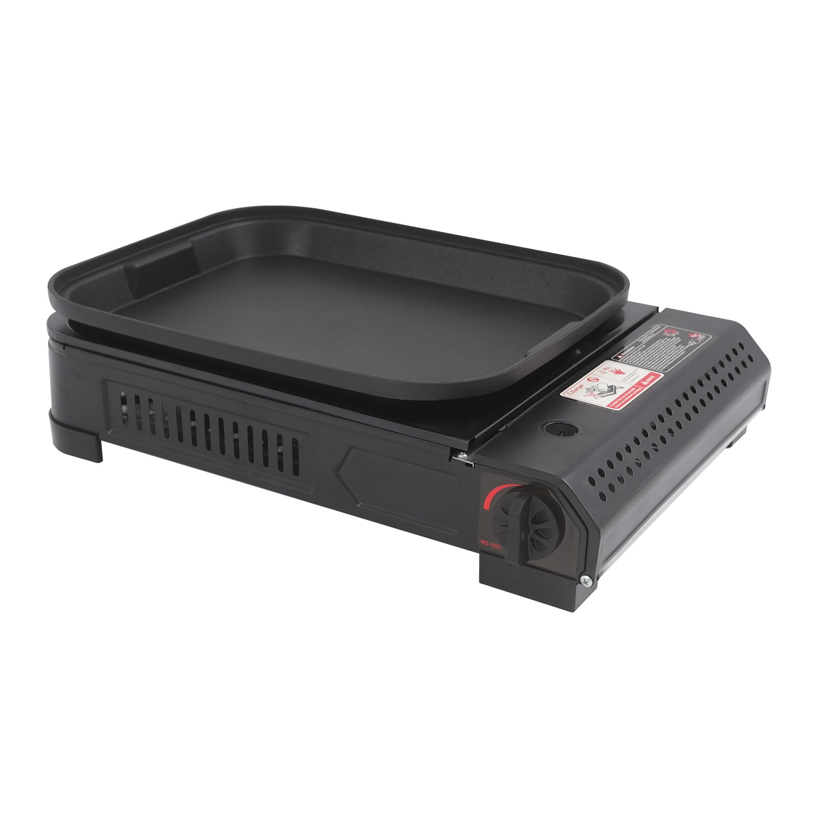 Réchaud de camping à gaz 2 en 1 avec plaque de cuisson piézoélectrique, barbecue portable, couvercle en verre, mallette