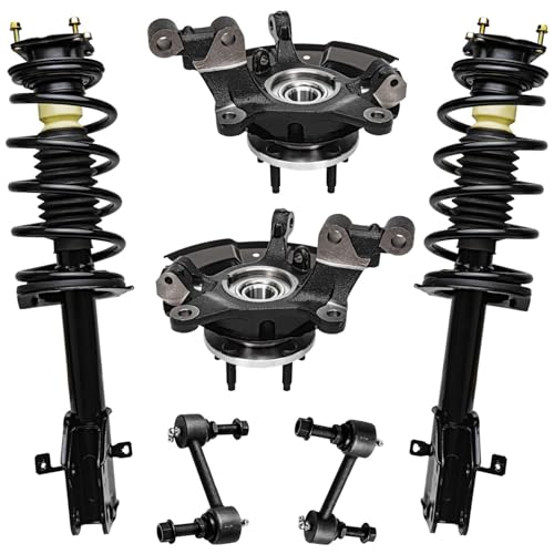 Image of Detroit Axle - Front Steering Knuckles Suspension Kit for 2011-2014 Ford Edge, 2011-2015 Lincoln MKX, Steering Knuckle & Wheel Hub Bearing Assembly Strut w /Coil Spring Sway Bars Replacement