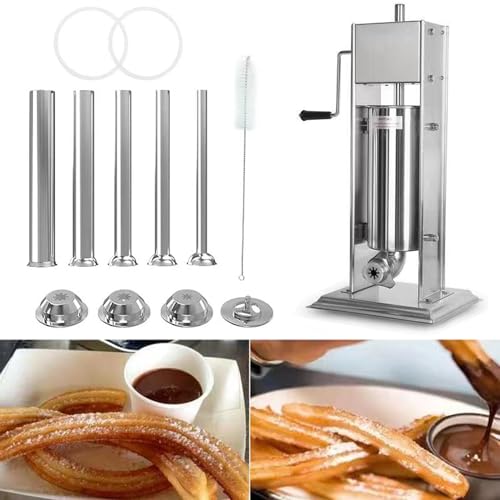 LZDOYY Máquina para Hacer Churros Manual Comercial, Máquina para Hacer Churros Máquina para Hacer Churros Vertical Máquina para Hacer Churros española Embutidora de Salchichas,7L
