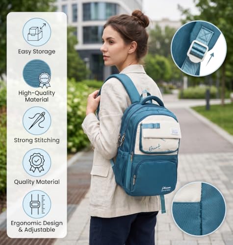 Image of ADSON kawaii Girls Travel School Bag|Backpack Of Large Capacity Aesthetic Stylish Girls Korean Laptop Bag Rucksack for School |College Bags Cute Bookbag for Teens Water Resistance 18 Inches