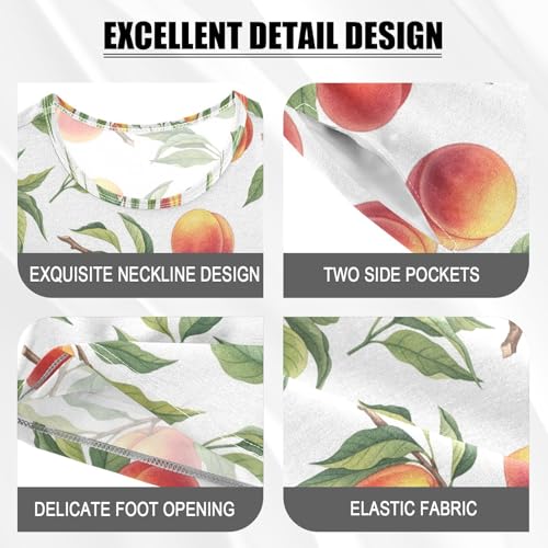 Pajama Short Sets Peaches Branch Pattern Soft Cotton Summer Sleepwear 2 Piece PJS Size 5-14T3