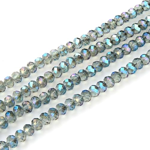 Image of 500pcs Czech Faceted Rondelle Crystal Glass Loose Beads 4mm Small Tiny Spacer Bulk Green Peridot Shimmer for DIY Craft Jewelry Making CCR436