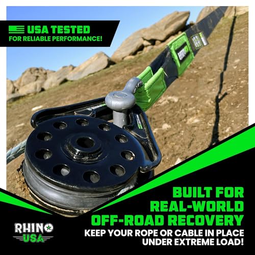 Rhino USA Snatch Block for Winch Recovery - Heavy Duty 13.5 Ton Break Strength - Compact Offroad Accessory for Jeep, Truck, UTV, ATV - Use with Tree Saver Tow Strap & Rhino USA Recovery Accessories