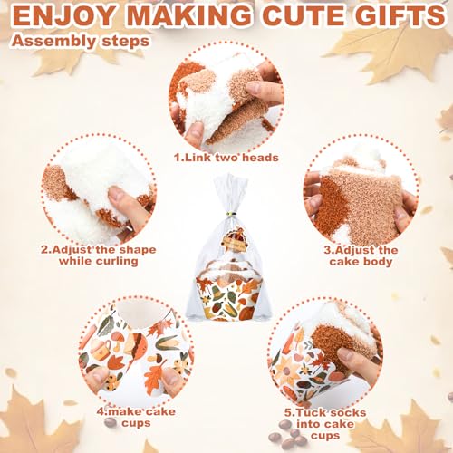 Suhine 24 Pairs Christmas Cupcake Fuzzy Socks for Women and Girls - DIY Gift Winter Warm Slipper Soft Fluffy Socks with Gift Boxes3