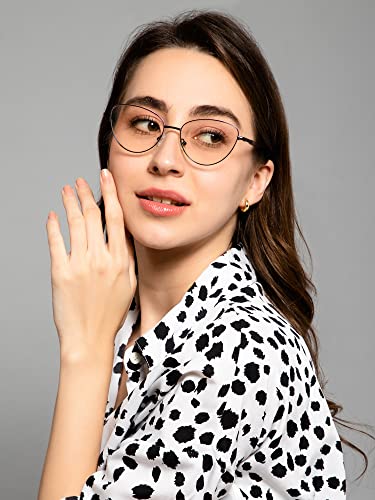 Image of ELINE Cat Eye Zero Power Blue Cut Computer Glasses for Women | Antiglare, Light Weight & Blocks Harmful rays | UV Protection | Black-Pink | Medium
