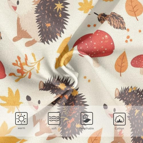 Wusikd Hedgehogs Mushroom Girls' Underwear Cotton Autumn Leaves Girls Briefs Soft Toddler Underwear 2T3