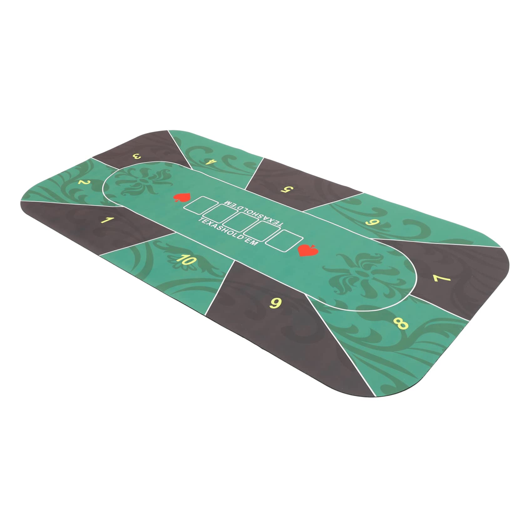 Poker Spielmatte aus Gummi für 10 Personen, Rechteckig Grün