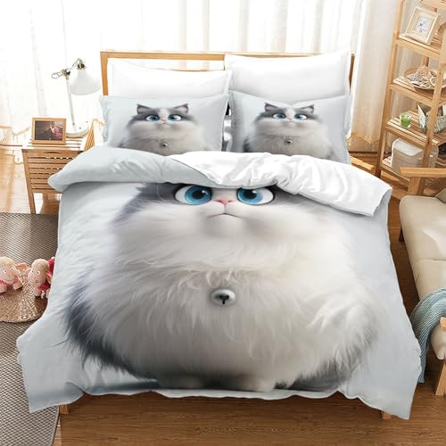Parure de lit chat anti-plis en microfibre douce pour lit super king size - 4
