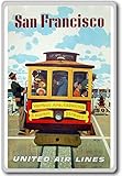 San Francisco United Air Lines Cable Car, Usa - Vintage Travel Fridge Magnet -...