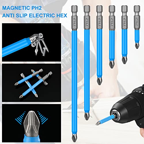 14 Pcs Magnetic Anti Slip Screwdriver Bits Set Magnetic Drill Bit Set Impact Driver Bit Set 1/4 Inch Hex Shank Cross Impact Driver Accessories For Power Tool, Ph2(Orange) #TOP4
