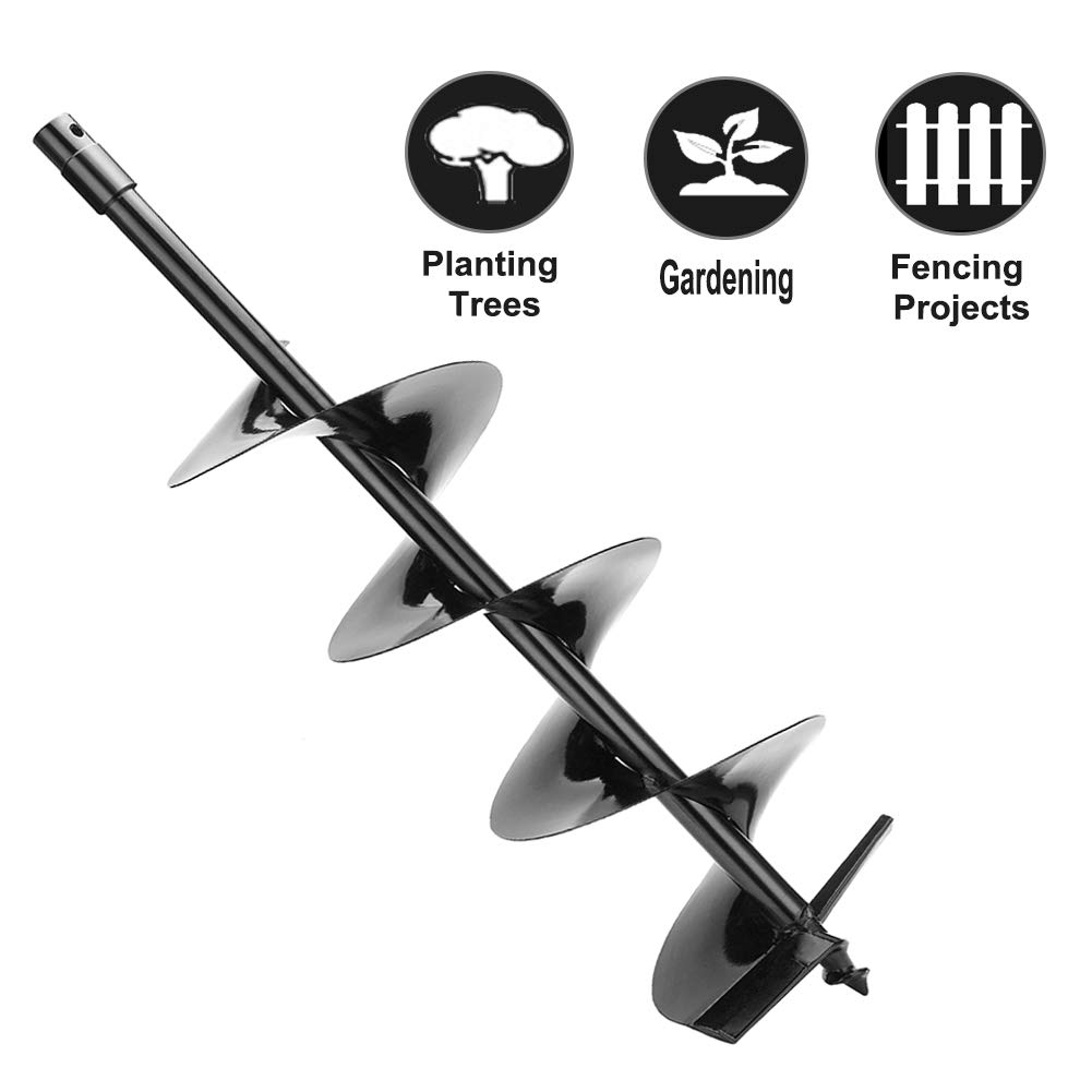 Earth Auger Drill Bit,7/8" Shaft & 31” Length Augers for Gasoline Earth and Ice Auger Power Heads (8 Inch, Black Post Hole Digger)