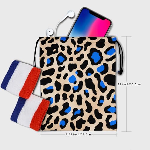 Image of Nerxy Blue Black Leopard Grip Bag - Animal Drawstring Grip Bag Cheetah Gymnastics Drawstring Pouch Wildlife String Bag for Gym Sports Storage