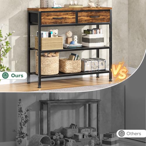 32” Narrow Console Table, Sofa Table with 2 Fabric Drawers